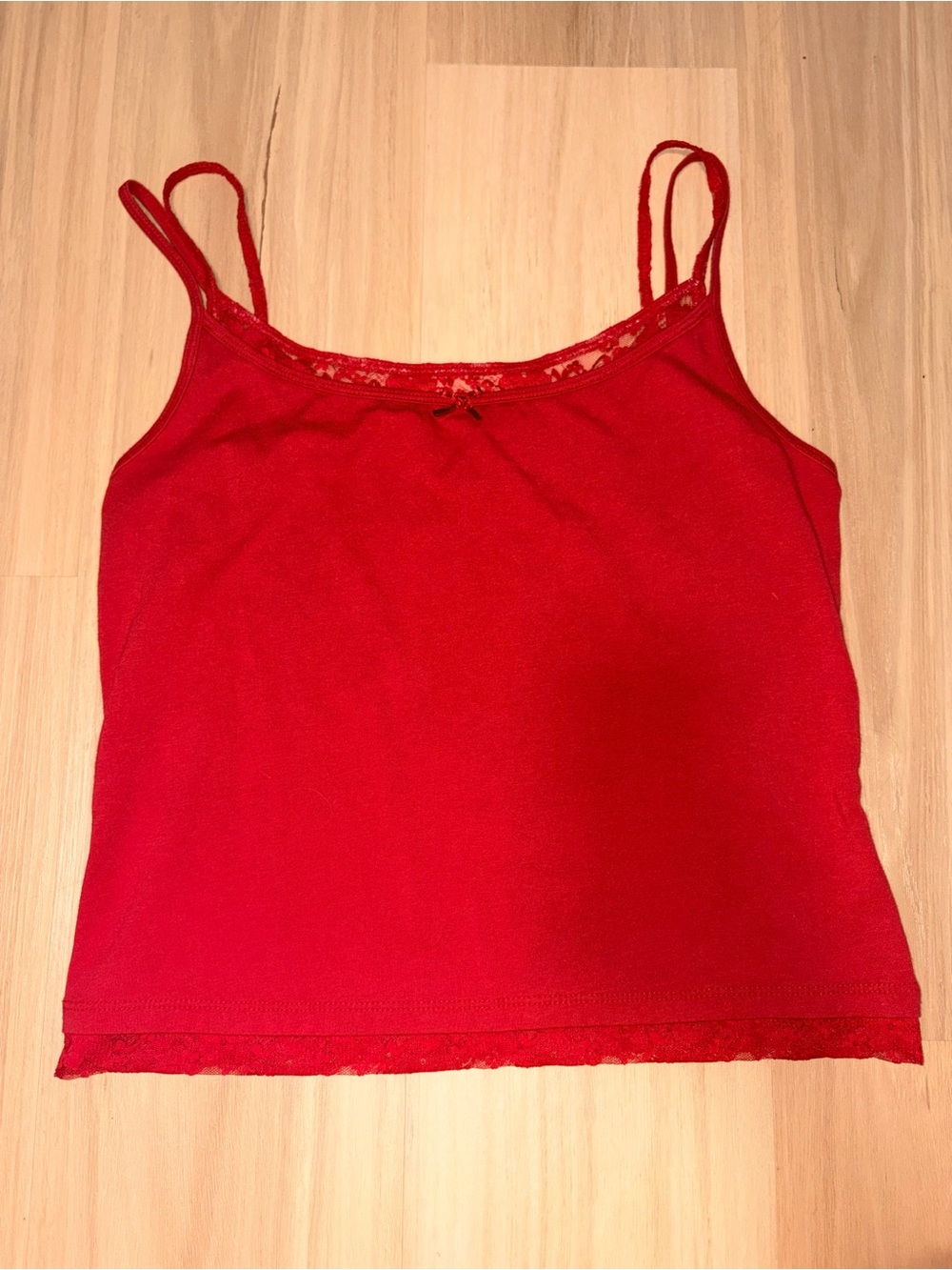 wild fable Red Lace-Trim Cami Tank